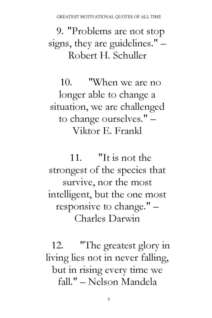 Book page with quotes from Schuller, Frankl, Darwin, and Mandela
