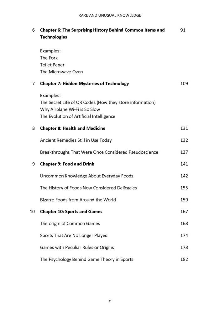 Table of contents continued with chapters six through ten and subtopics