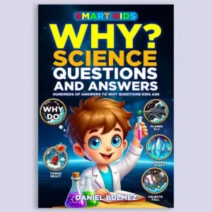 Children's book cover with cartoon boy scientist holding a test tube by Daniel Bulmez