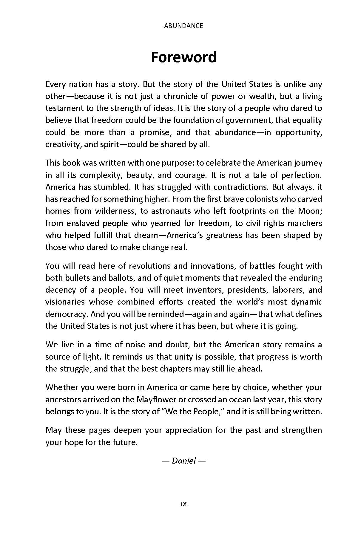 Foreword page from the book Abundance by Daniel Bulmez