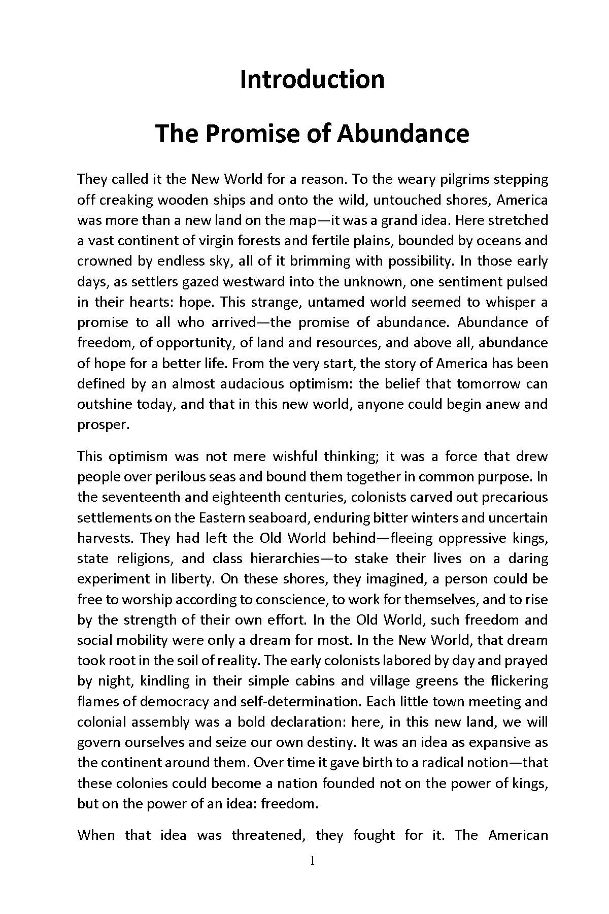 Introduction page titled The Promise of Abundance about early America