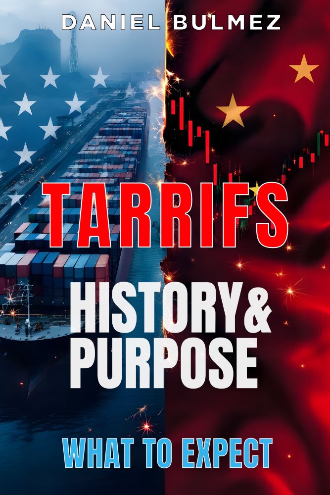 Book cover split between American flag with cargo ship and Chinese flag by Daniel Bulmez
