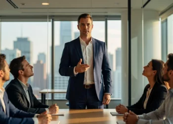 Executive presence in a business meeting