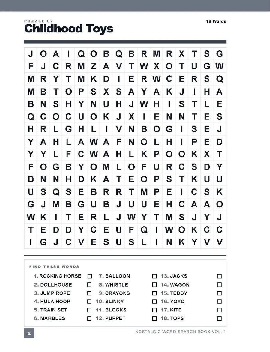 Look inside the Nostalgic Word Search - Childhood Toys puzzle