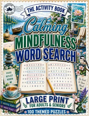 Calming Mindfulness Word Search for Adults & Seniors — Large Print