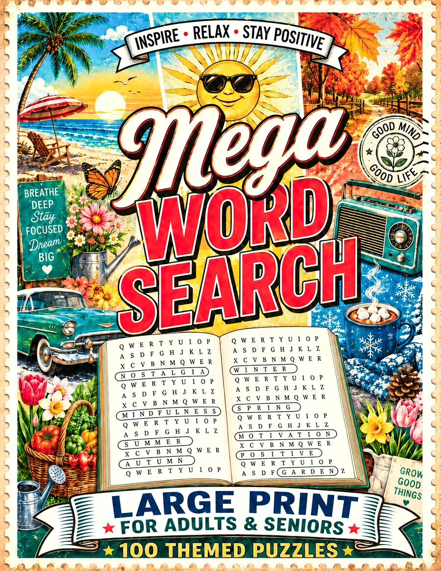 Mega Word Search for Adults & Seniors — Large Print